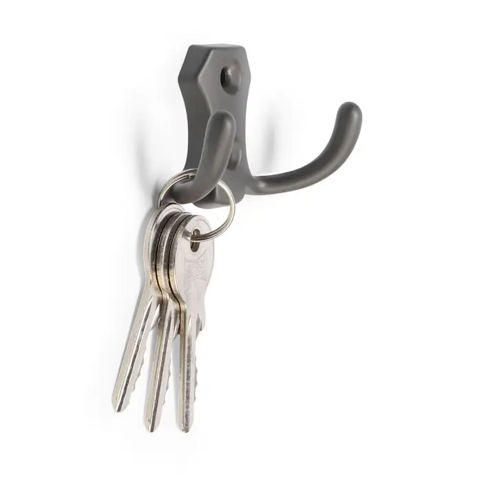 Крючок мебельный ТУНДРА TKd=007, двухрожковый, графит