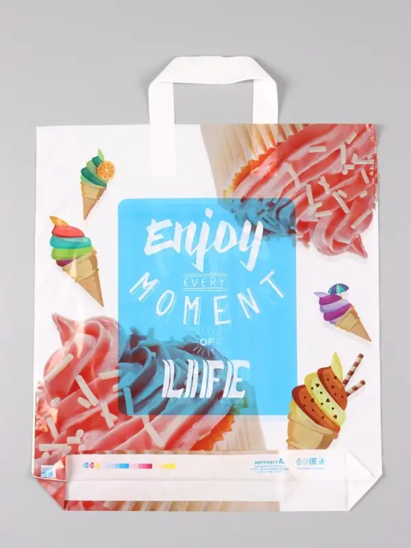 Пакет "Сладкая жизнь", полиэтиленовый с петлевой ручкой, 38 х 42 + 3 см, 37 мкм