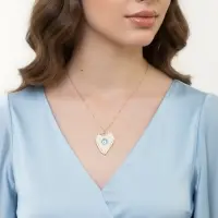 Кулон на цепочке &laquo;Прелесть&raquo;, сердце, оберег, голубой в золоте, 40 см