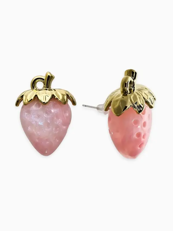 Серьги Серьги "Клубника", цвет розовый перламутр в золоте