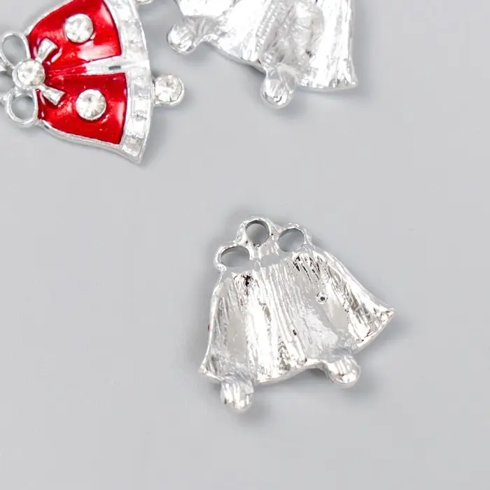 Декор для творчества металл, эмаль, страза Декор для творчества металл, эмаль, страза "Колокольчики новогодние" 2х2,2 см