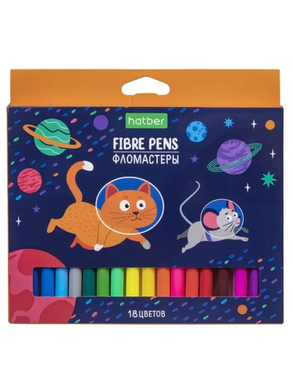Фломастеры 18цв, Hatber, ЭКО, Космос,  карт.уп, европодвес 77347