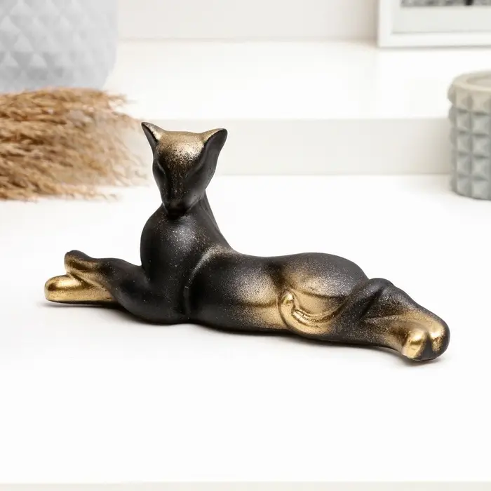 Фигурка гипс &laquo;Кот лежит&raquo;, чёрный, 8&times;20 см