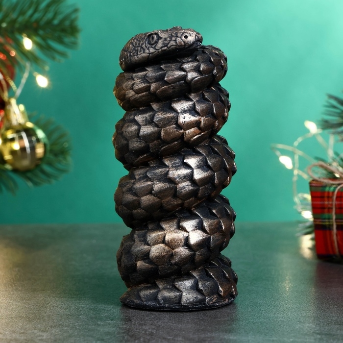 Новый год. Символ 2025. Фигура Новый год. Символ 2025. Фигура "Змея витая" черная с позолотой, 10х5см