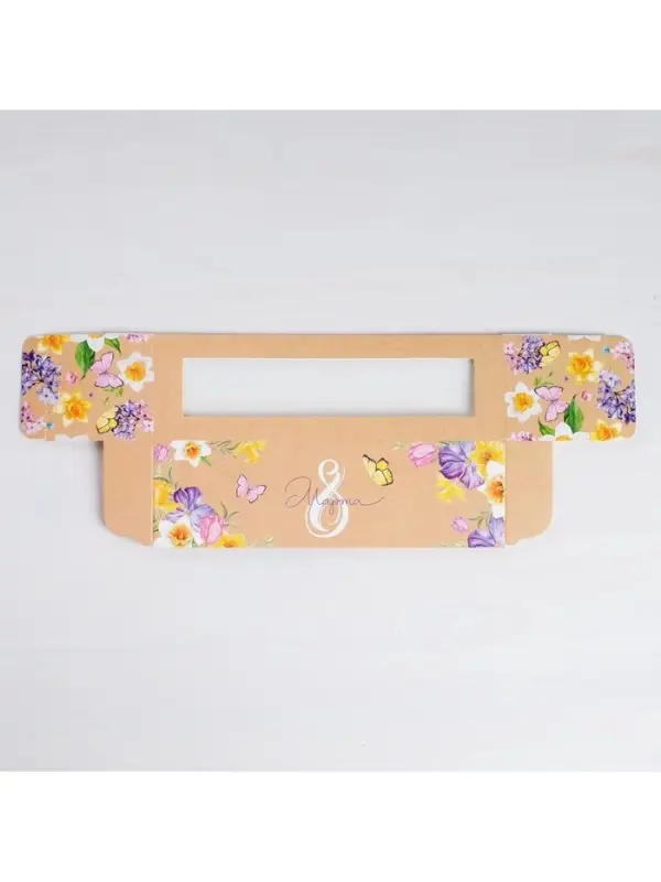 Коробка для макарун, кондитерская упаковка, &laquo;8 марта&raquo; 18&times;5.5&times;5.5 см
