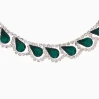 Набор 2 предмета: серьги, колье &laquo;Листопад&raquo;, капли, зелёно-белый в серебре, 45 см