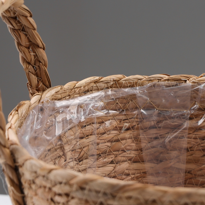 Кашпо плетеное  Кашпо плетеное "Сафари" с ручками, 21,5х21,5х18,8 см, натуральный