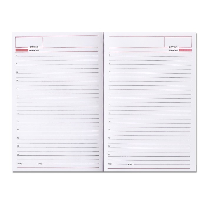 Ежедневник недатированный А5, 160 листов  Ежедневник недатированный А5, 160 листов "Небраска", перфорация углов, красный