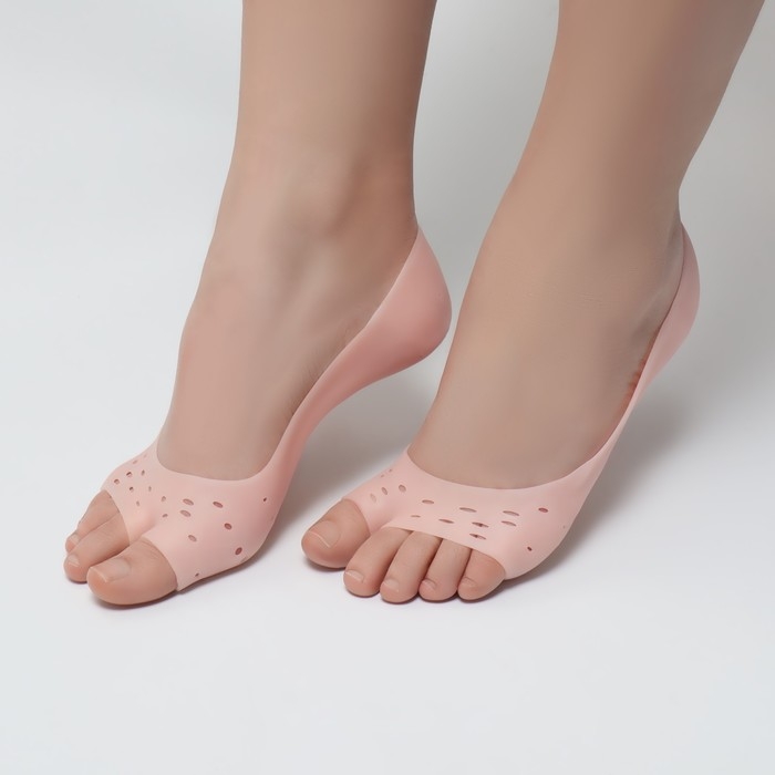 Носочки для педикюра, силиконовые, с перфорацией, с разделителем, 17 × 7 см, цвет бежевый Носочки для педикюра, силиконовые, с перфорацией, с разделителем, 17 × 7 см, цвет бежевый