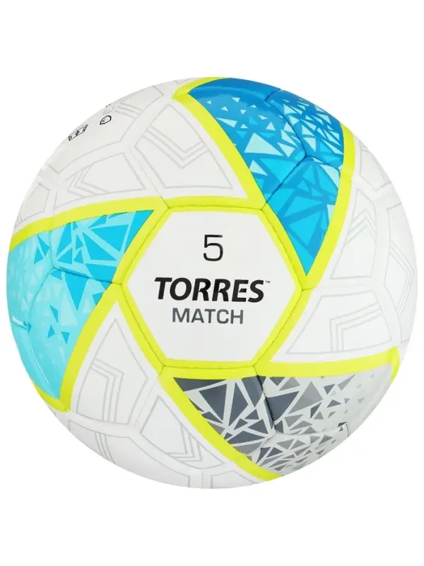 Футбольный мяч TORRES Match, F323975, ручная сшивка, 32 панели, размер 5, PU