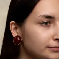 Серьги акрил &laquo;Стиль&raquo;, круг, бордовые в золоте