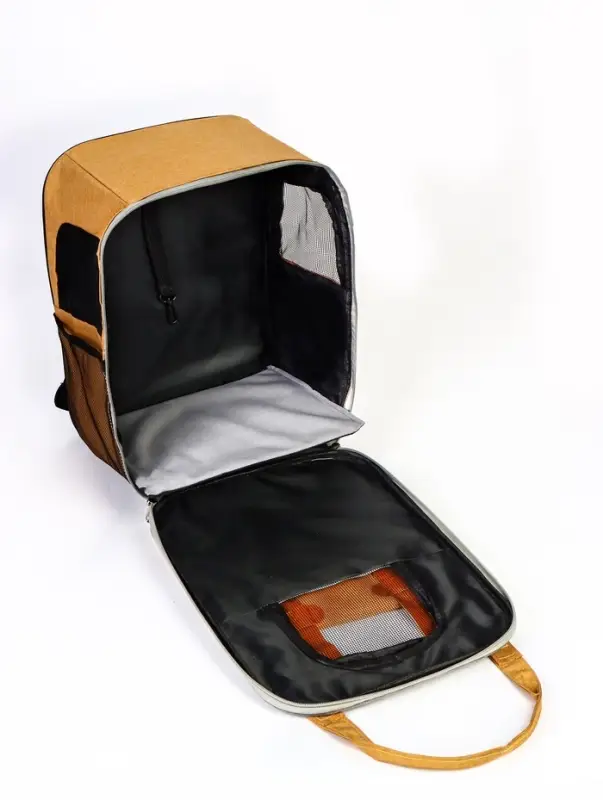 Рюкзак-переноска для кошек и собак, 30&times;21&times;41 см, серый, жёлтый