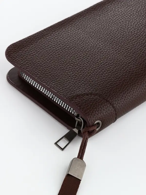 Портмоне мужское на молнии, отдел для карт, монет, коричневое