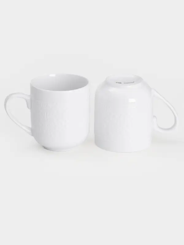 Набор кружек на деревянной подставке BellaTenero, 4 предмета: 400 мл, 12.5&times;8.7&times;9.7 см, фарфор, белый