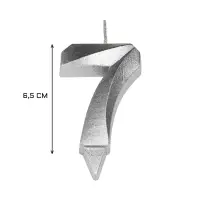 Свеча в торт «Цифра 7», серебряная, 6.5 см
