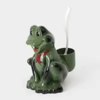 Ёршик для унитаза с подставкой &laquo;Лягушка&raquo;, фарфор, зелёный