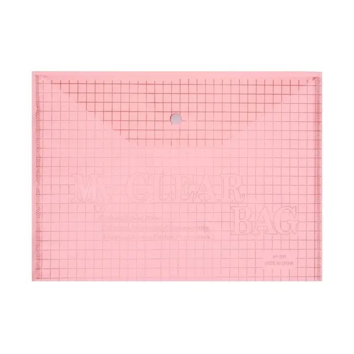 Папка-конверт на кнопке, А4, 80 мкм, &laquo;Клетка&raquo;, тонированная, красная