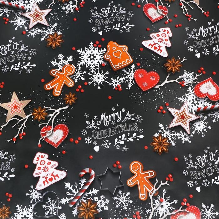 Новый год. Бумага упаковочная глянцевая  Новый год. Бумага упаковочная глянцевая "Первый снег",70 х 100 см,1 лист