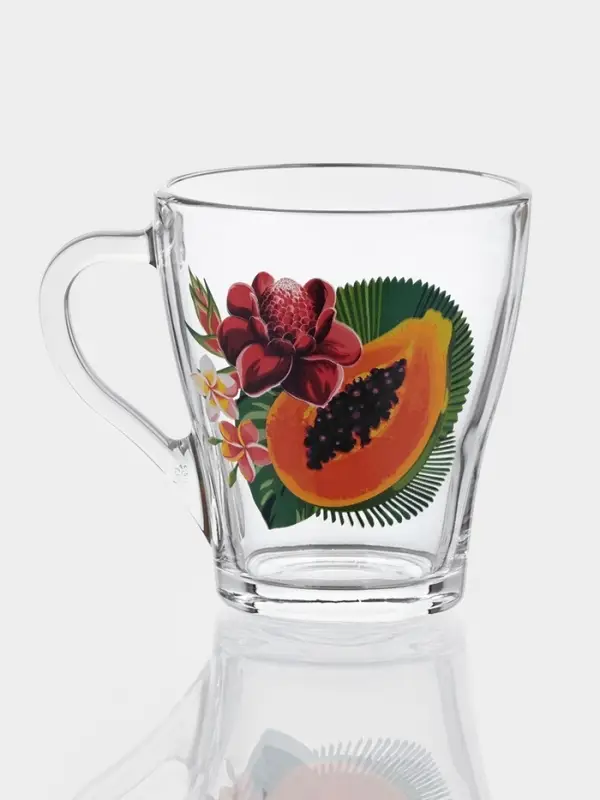 Кружка &laquo;Тропические фрукты&raquo;, 250 мл, стекло, прозрачная, рисунок МИКС