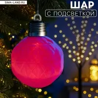 Елочный шар &laquo;Бархатный узор&raquo; 8 см, 1 LED, от батареек LR44&times;3, свечение тёплое белое