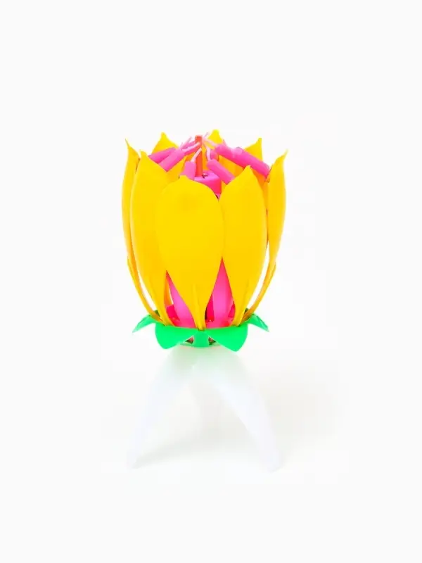 Свеча для торта музыкальная &laquo;Тюльпан&raquo;, жёлтая, 12&times;5 см