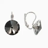 Серьги со стразами &laquo;Яркая классика&raquo;, серые в серебре, d=1.6 см