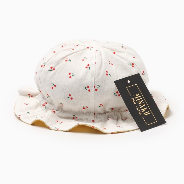 Панама детская MINAKU Панама детская MINAKU "Вишенка", цв, белый/желтый, р-р 46