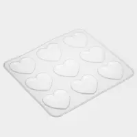 Форма для шоколада Доляна &laquo;Сердечки&raquo;, силикон, 20&times;17.5&times;0.6 см, 9 ячеек (5.5&times;5 см), прозрачная