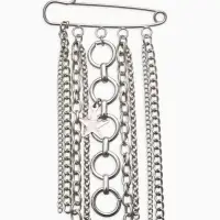 Булавка с подвесами "Звезды", цвет серебро L=6см