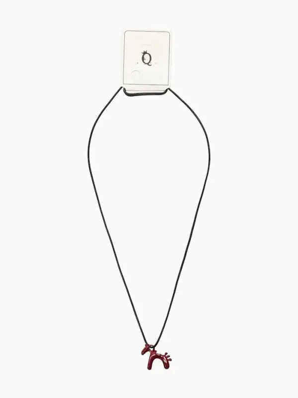 Кулон на шнурке "Конь", цвет чёрно-бордовый,  L=51 см