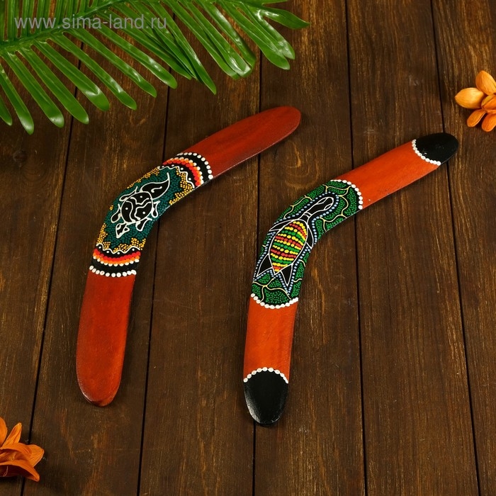 Сувенир бумеранг  Сувенир бумеранг "Цветной узор"  40х6х0,7 см