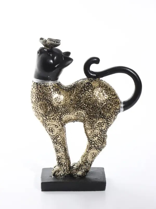 Фигурка полистоун &laquo;Чёрная кошка с бабочкой на носу&raquo;, 16&times;6&times;21.5 см
