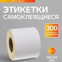 Термоэтикетка 120&times;75 мм, диаметр втулки=40 мм, 300 этикеток ЭКО