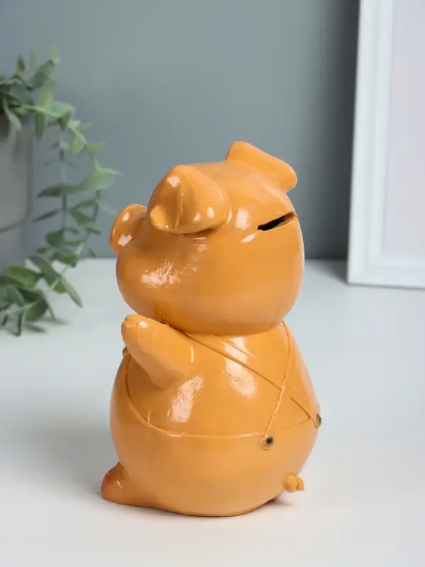 Копилка "Поросенок счастливый" 18 см, бежевый