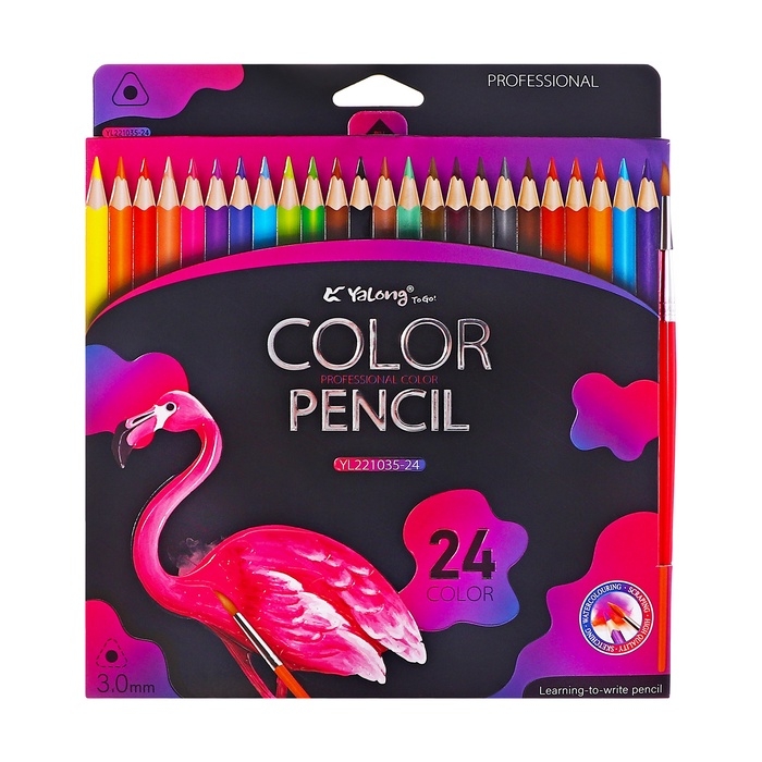 Карандаши акварельные 24 цвета, в картонной коробке, треугольные, дер,с кис,Животные МИКС Карандаши акварельные 24 цвета, в картонной коробке, треугольные, дер,с кис,Животные МИКС