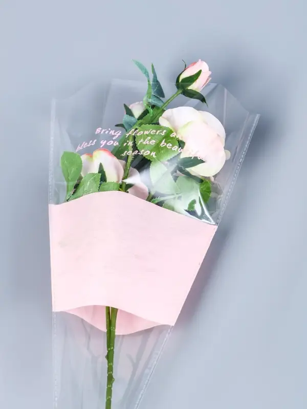 Пакет конус для цветов, с нетканым материалом, 26+7&times;37 см, розовый