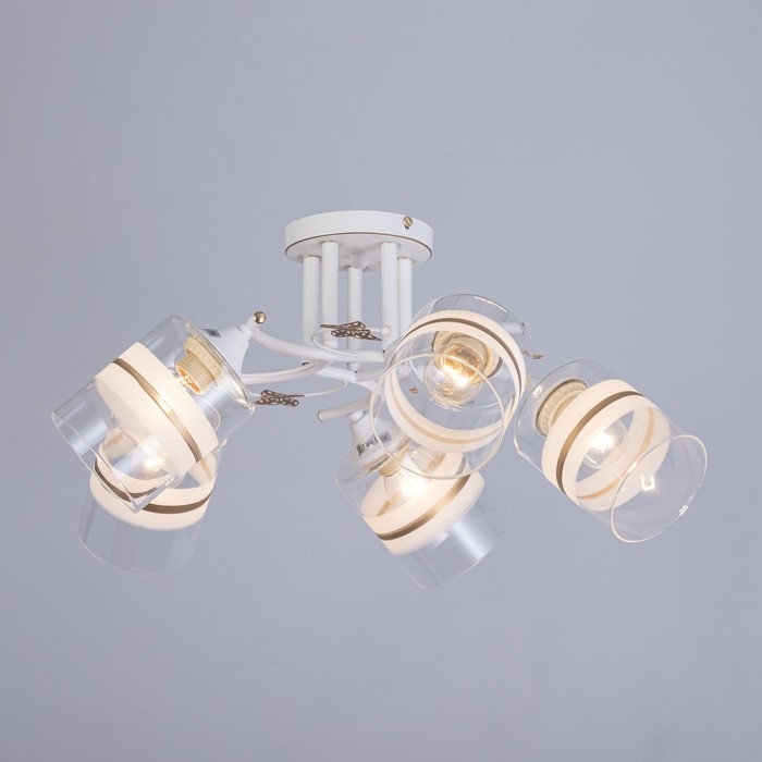 Люстра Люстра "Мия" 5х60Вт Е27 Белый, золото 59х18х24см