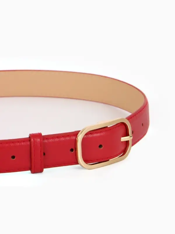 Ремень женский, 110&times;3 см, классическая пряжка металл, красный
