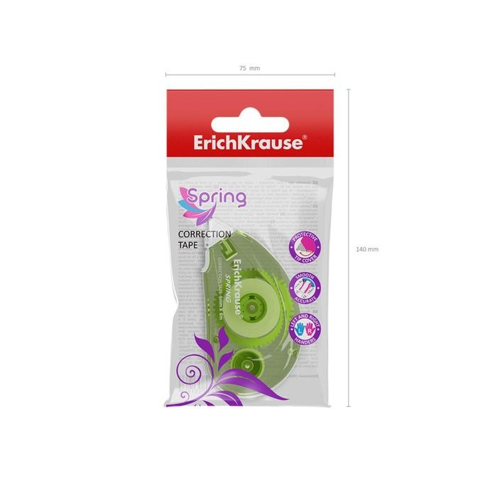Корректирующая лента 5 мм х 6 м, ErichKrause Spring, европодвес, микс Корректирующая лента 5 мм х 6 м, ErichKrause Spring, европодвес, микс