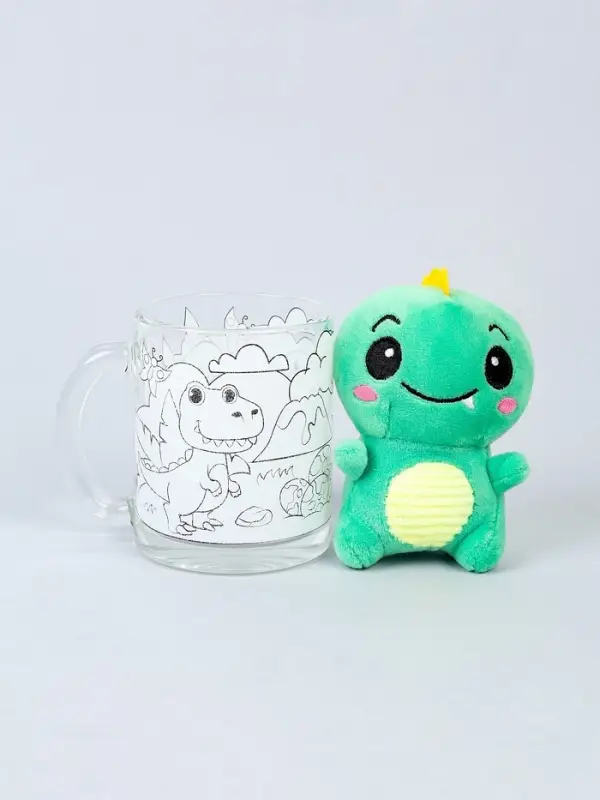 Кружка для росписи + игрушка  "Дино" (без краски)