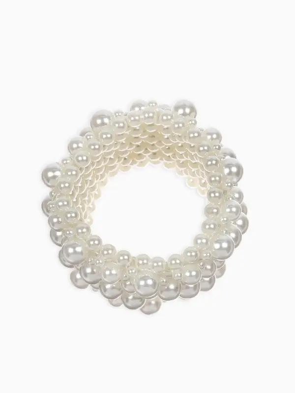 Браслет манжета &laquo;Жемчуг. Зима&raquo;, d=5 см, цвет молочный