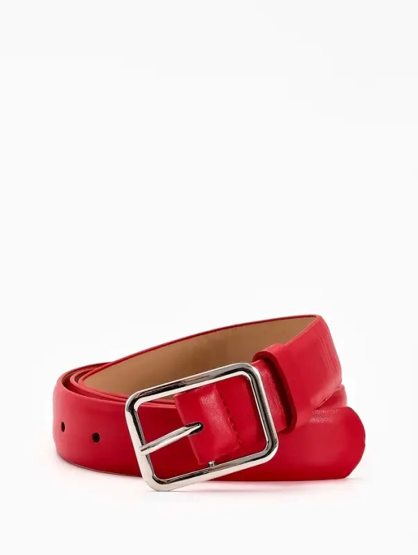Ремень женский Classic, 110&times;3 см, пряжка металл, серебристая, красный