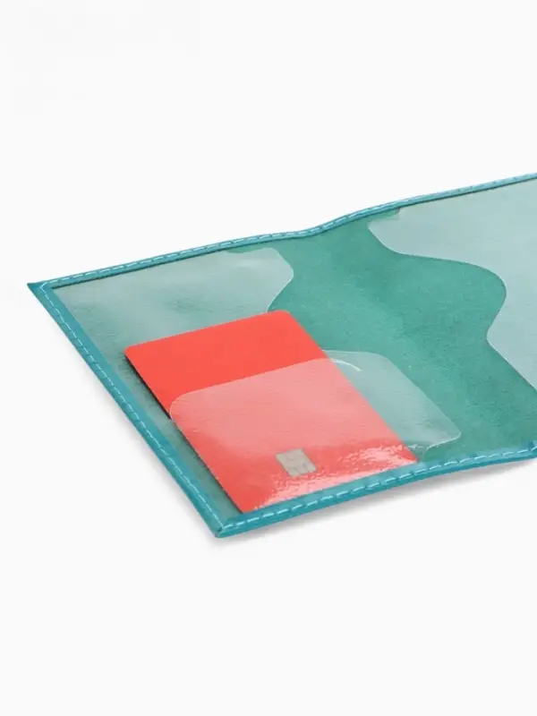 Обложка для паспорта, натуральная кожа, тиснение фольгой, гладкая, бирюзовая