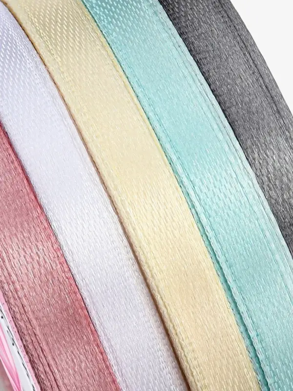 Лента атласная, набор 5 шт., 6 мм, 23 м&plusmn;1 м, пастельная