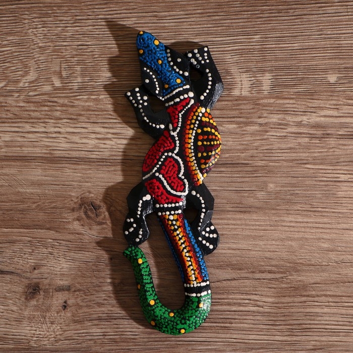 Панно настенное  Панно настенное "Геккон цветной" дерево 20х6х1 см