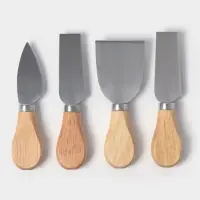 Набор ножей для подачи сыра, 4 шт., на магнитной подставке, 8.5&times;8.5&times;16.5 см, бежевый