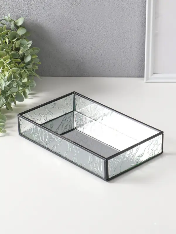 Подставка для мелочей интерьерная &laquo;Следы от листьев&raquo;, прозрачная, стекло, металл, 15.3&times;25&times;4.5 см