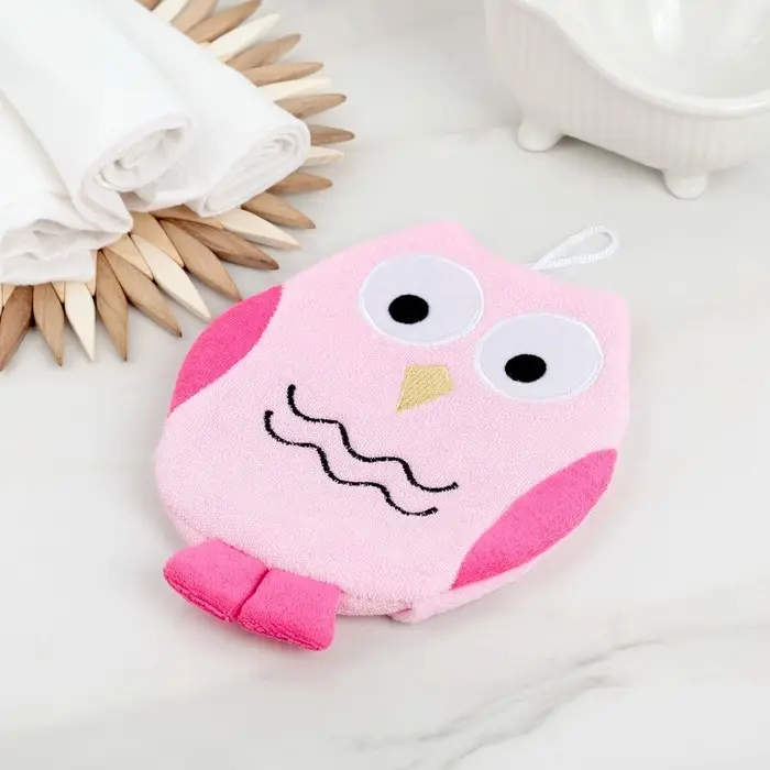 Мочалка варежка детская Доляна &laquo;Совушка&raquo;, для купания, 20 см, МИКС