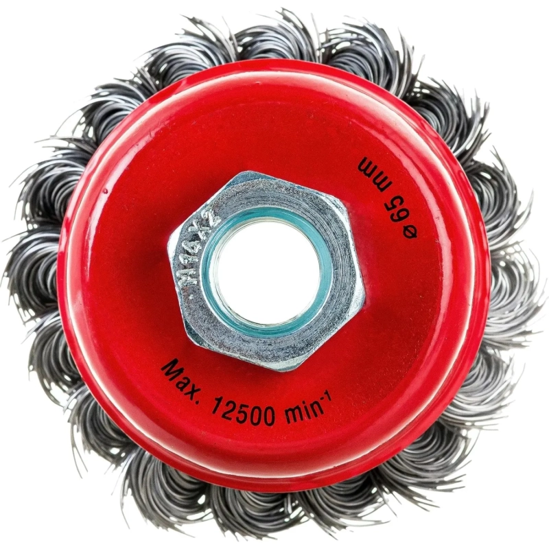 Корщетка для УШМ MIRAX d65мм, М14, чашка, крацовка, витая (35104-065)