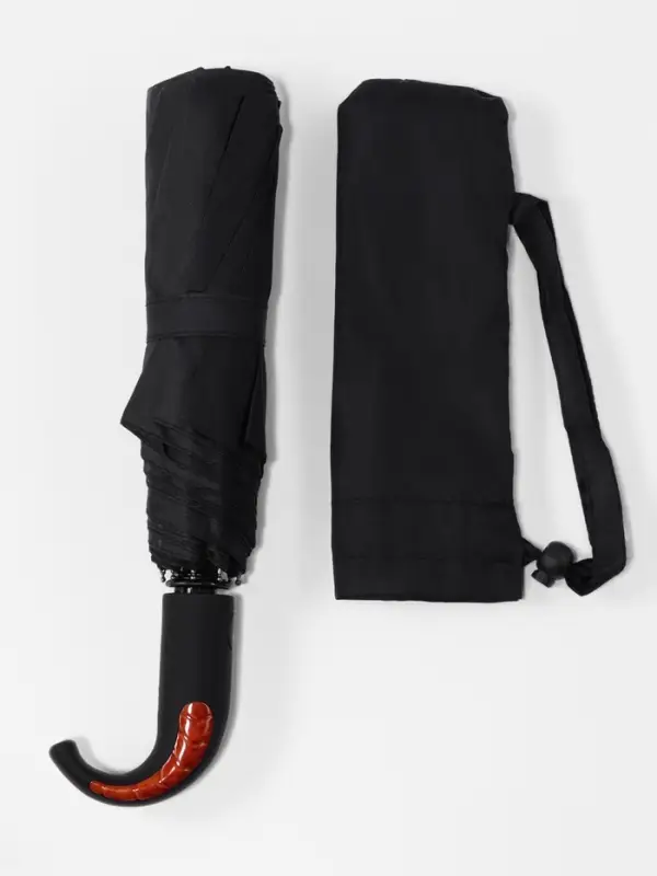 Зонт полуавтоматический &laquo;Однотон&raquo;, 3 сложения, 8 спиц, R=49/57 см, d=98 см, чёрный